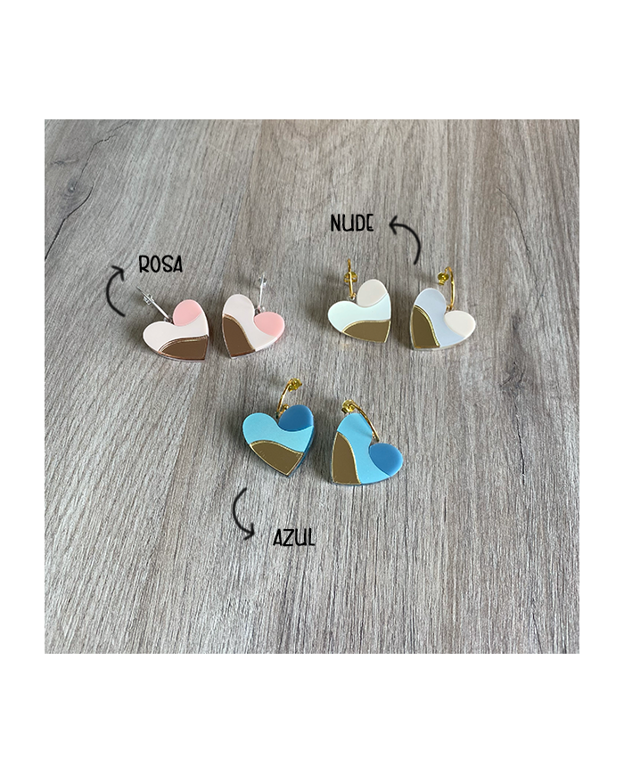 Pendientes Corazón Tricolor de Metacrilato