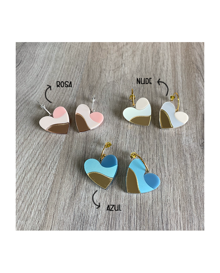 Pendientes Corazón Tricolor de Metacrilato