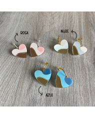 Pendientes Corazón Tricolor de Metacrilato