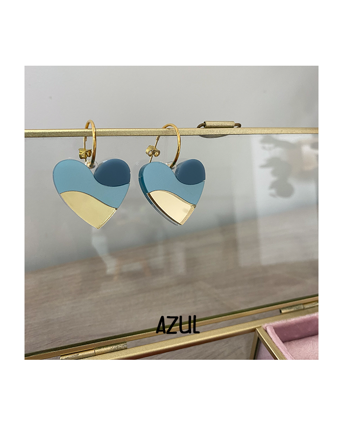 Pendientes Corazón Tricolor de Metacrilato