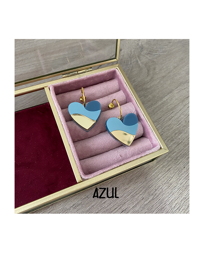 Pendientes Corazón Tricolor de Metacrilato