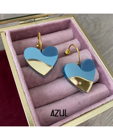 Pendientes Corazón Tricolor de Metacrilato