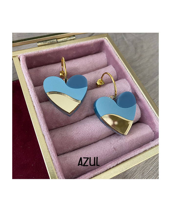 Pendientes Corazón Tricolor de Metacrilato