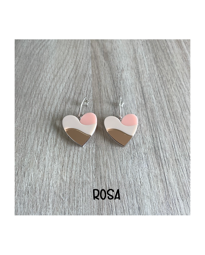 Pendientes Corazón Tricolor de Metacrilato