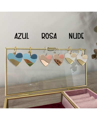 Pendientes Corazón Tricolor de Metacrilato