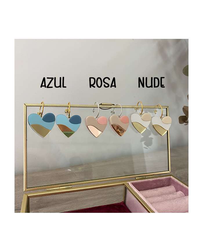 Pendientes Corazón Tricolor de Metacrilato