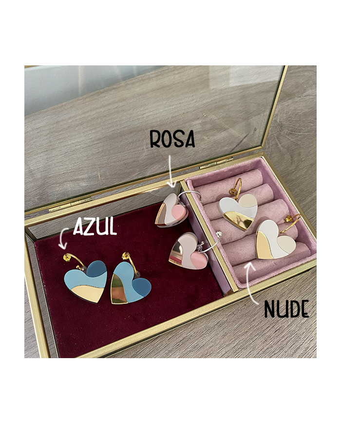 Pendientes Corazón Tricolor de Metacrilato