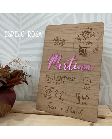 Cartel Personalizado con Nombre y Datos de Recién Nacido con Ilustración de Jirafa Cartel Personalizado con Nombre y Datos de Recién Nacido con Ilustración de Jirafa