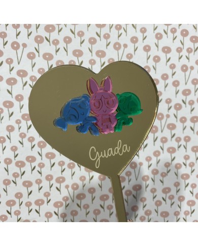 Topper para Tartas de Las Supernenas de Metacrilato Espejo