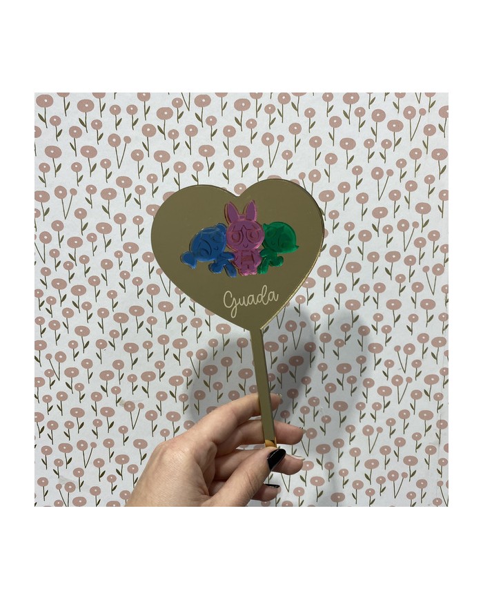 Topper para Tartas de Las Supernenas de Metacrilato Espejo