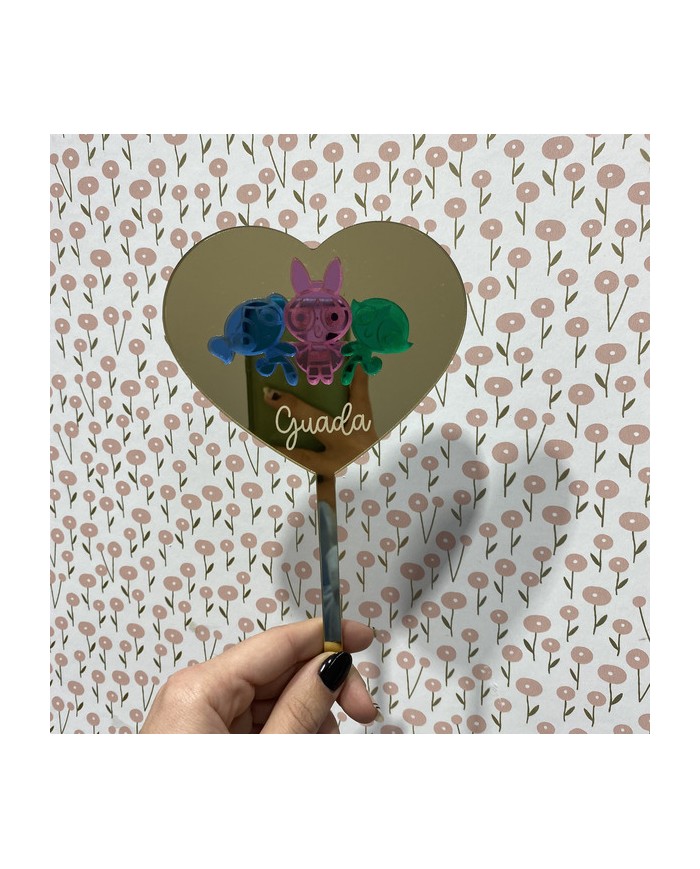 Topper para Tartas de Las Supernenas de Metacrilato Espejo