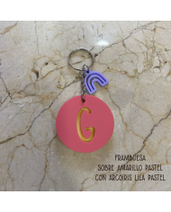 Llavero con Inicial Calada de Dos Colores y Colgante de Símbolos