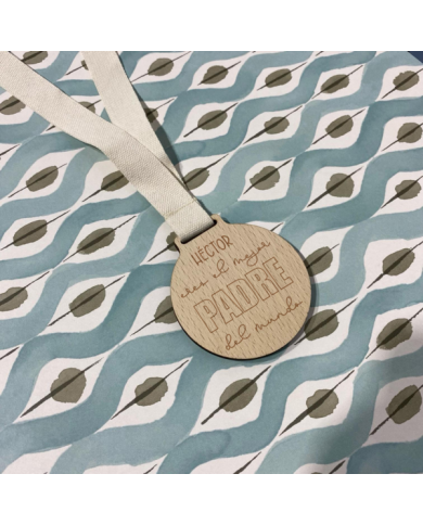 Medalla de Madera "Eres el Mejor Padre del Mundo" Personalizado con Nombre Medalla de Madera "Eres el Mejor Padre del Mundo" Personalizado con Nombre