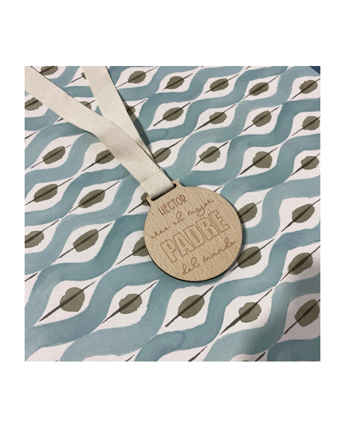 Medalla de Madera "Eres el Mejor Padre del Mundo" Personalizado con Nombre