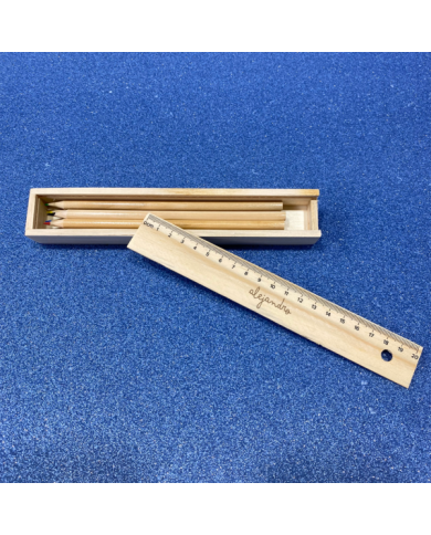 Estuche de Lápices de Madera con Regla Personalizado con Nombre Grabado Estuche de Lápices de Madera con Regla Personalizado con Nombre Grabado