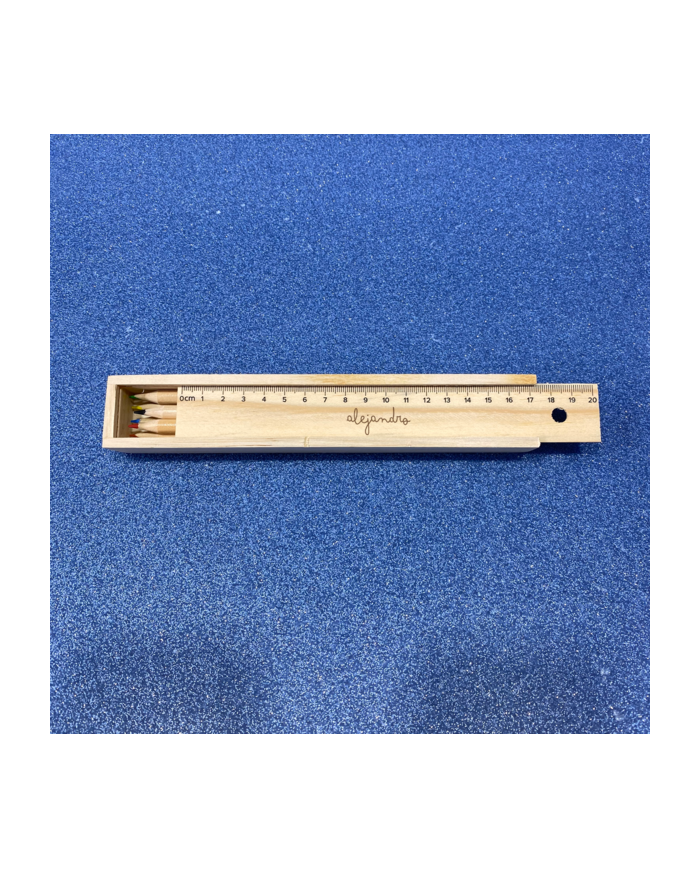Estuche de Lápices de Madera con Regla Personalizado con Nombre Grabado