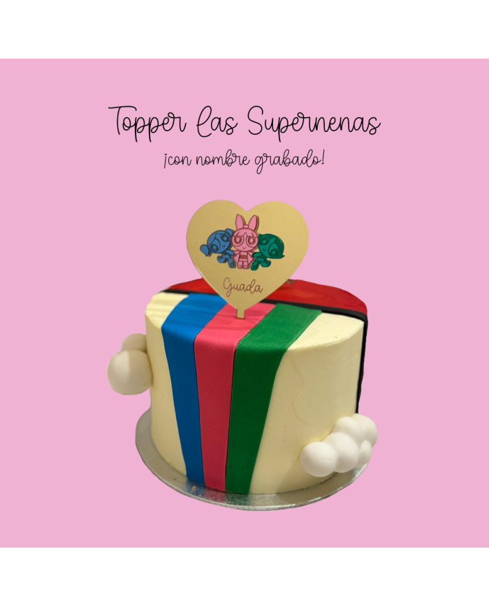 Topper para Tartas de Las Supernenas de Metacrilato Espejo
