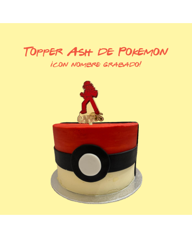 Topper Ash de Pokemon y Personalizado con Nombre Grabado Topper Ash de Pokemon y Personalizado con Nombre Grabado