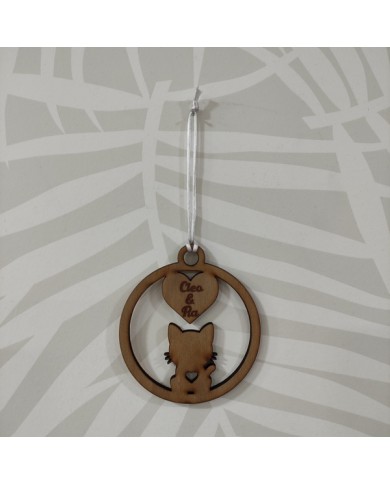 Bola de Navidad Gato con Nombre y Corazón