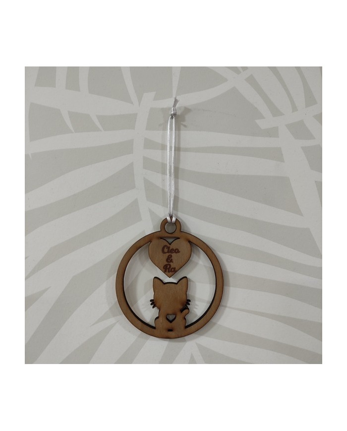 Bola de Navidad Gato con Nombre y Corazón