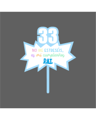 Topper de Colores "No me Estreséis, es mi Cumpleaños" Personalizado Con Nombre y Edad