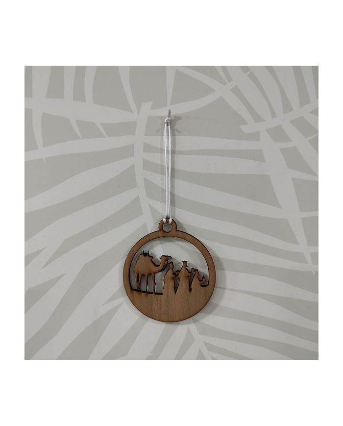 Bola de Navidad Reyes Magos y Camello Madera