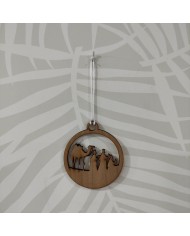 Bola de Navidad Reyes Magos y Camello Madera
