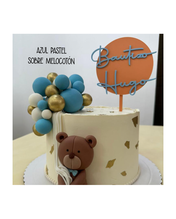 Topper Redondo Bautizo con Nombre en Metacrilato