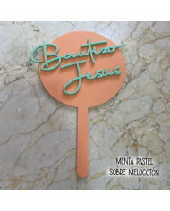 Topper Redondo Bautizo con Nombre en Metacrilato