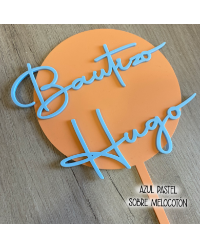 Topper Redondo Bautizo con Nombre en Metacrilato