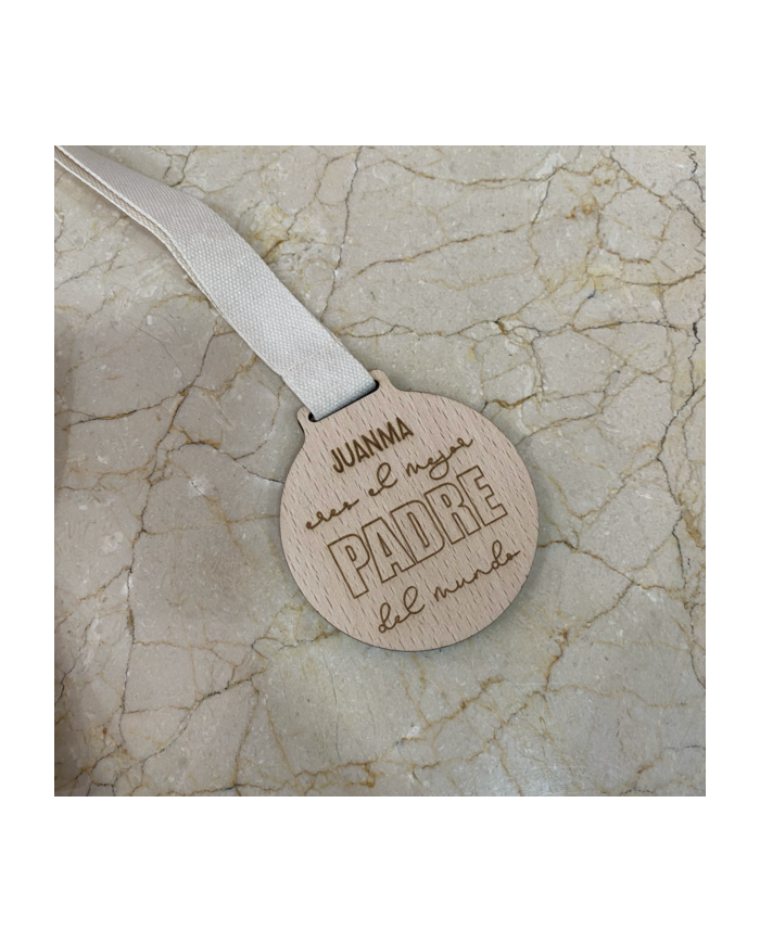 Medalla de Madera "Eres el Mejor Padre del Mundo" Personalizado con Nombre