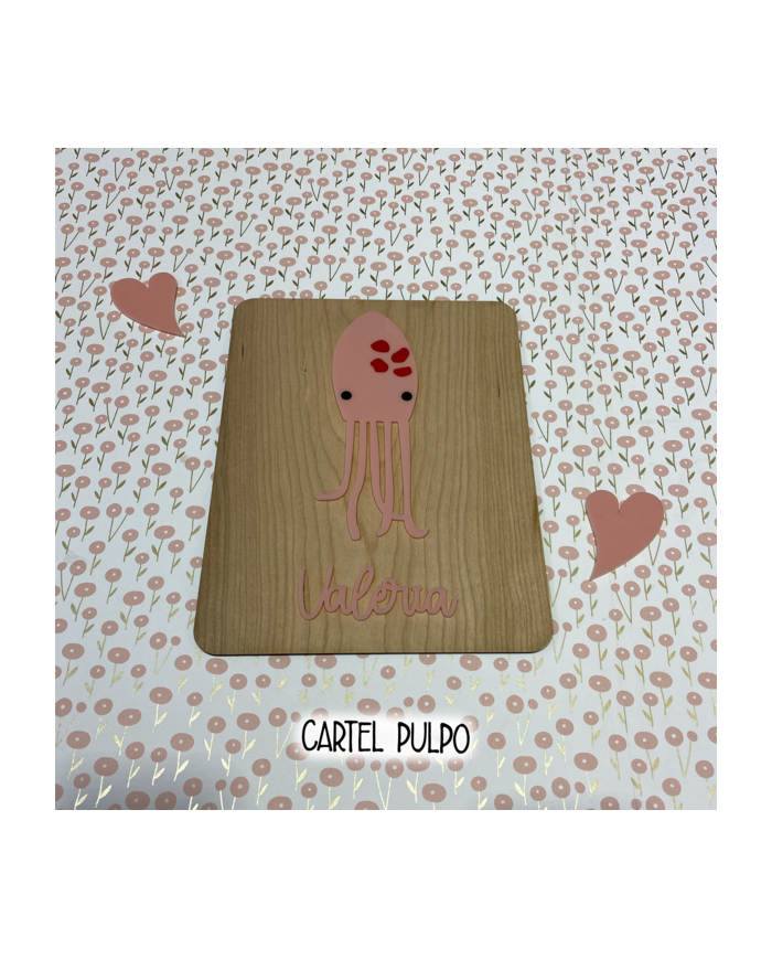 Cartel Infantil Pulpo con Nombre y Frase Opcional