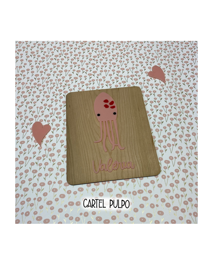 Cartel Infantil Pulpo con Nombre y Frase Opcional