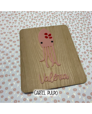 Cartel Infantil Pulpo con Nombre y Frase Opcional