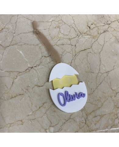 Colgador Huevo y Pollito con Nombre Colgador Huevo y Pollito con Nombre