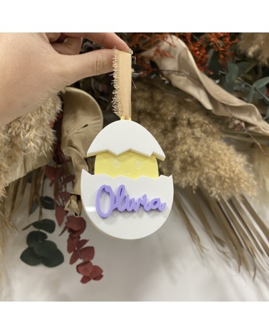Colgador Huevo y Pollito con Nombre Colgador Huevo y Pollito con Nombre