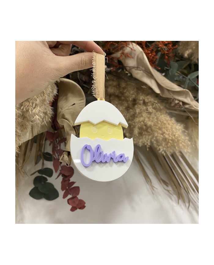 Colgador Huevo y Pollito con Nombre