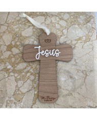 Cruz Decorativa de Madera con Nombre para Bautizos o Comuniones