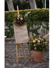 Cartel de madera "Bienvenidos a nuestra boda"