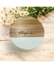 Set dos posavasos en madera y mármol.