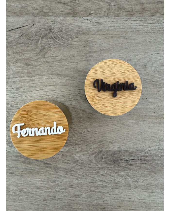 VELA AROMÁTICA EN METAL CON TAPA MADERA + NOMBRE