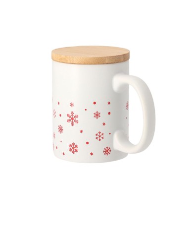 TAZA NAVIDAD CON TAPA MADERA