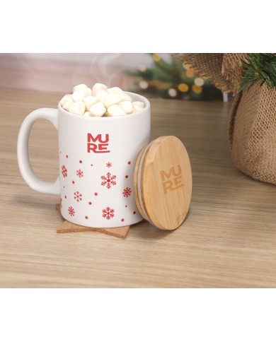 TAZA NAVIDAD CON TAPA MADERA