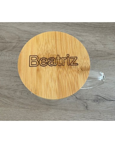TAZA TÉ CON TAPA BAMBÚ CON NOMBRE TAZA TÉ CON TAPA BAMBÚ CON NOMBRE
