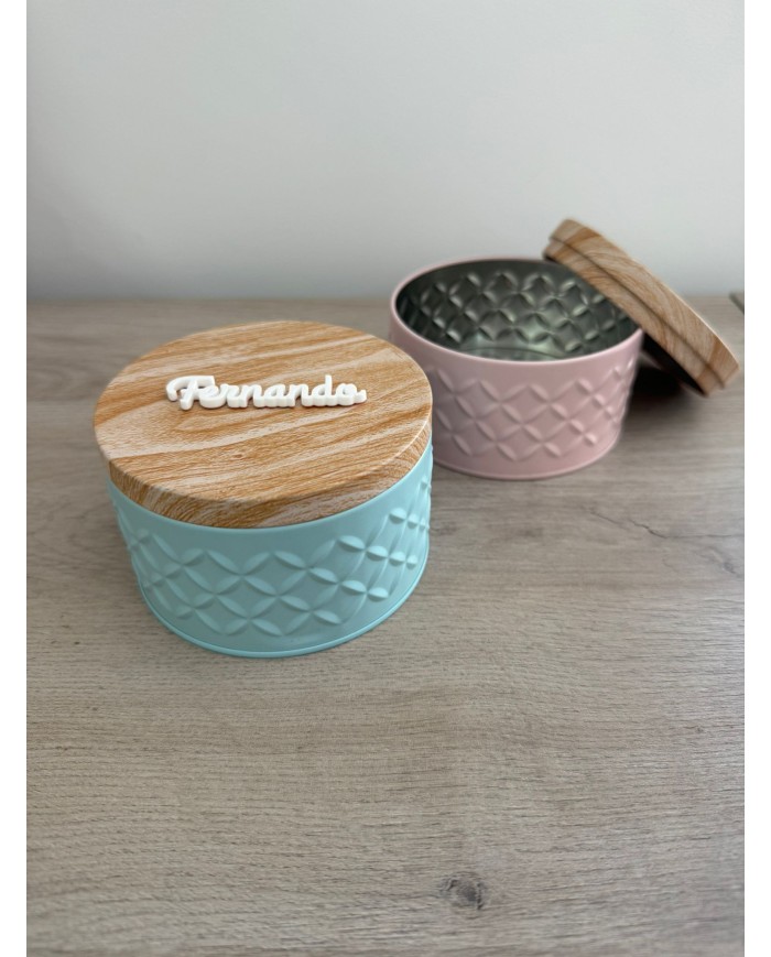 JOYERO BOTE METAL CON CON NOMBRE