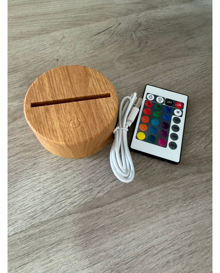 LAMPARA CONSTELACIONES CON 2 NOMBRES, BASE INALAMBRICA EFECTO MADERA