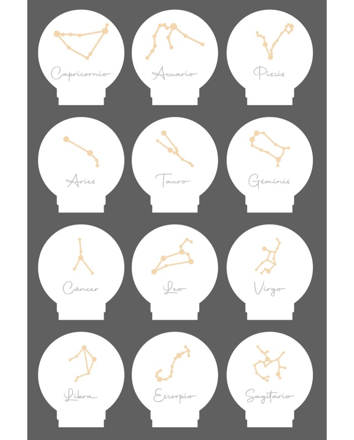 LAMPARA CONSTELACIONES CON 2 NOMBRES, BASE INALAMBRICA EFECTO MADERA