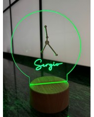 LAMPARA CONSTELACIONES CON 1 NOMBRE, BASE INALAMBRICA EFECTO MADERA