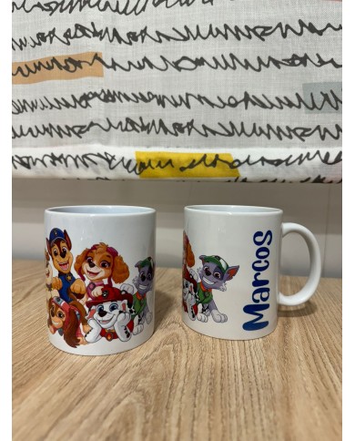 TAZA DESAYUNO PATRULLA CANINA CON NOMBRE. TAZA DESAYUNO PATRULLA CANINA CON NOMBRE.