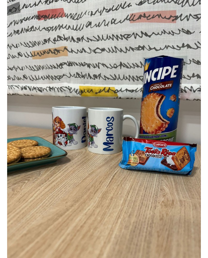 TAZA DESAYUNO PATRULLA CANINA CON NOMBRE.